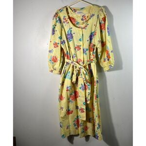 Womens Vintage Tanner Fit & Flare 1/2 Button Floral Dress  16 3/4 sleeve